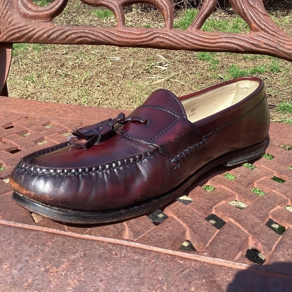 Cole Haan Mahogany Brown Leather Tassel Loafers - Picture 1 of 9